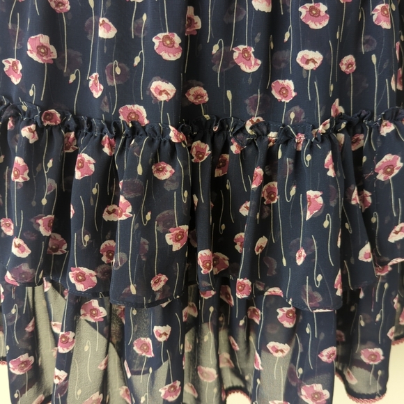 Misa Los Angeles revolve mini dress blue/ purple floral ruffle layers size small - Picture 4 of 9